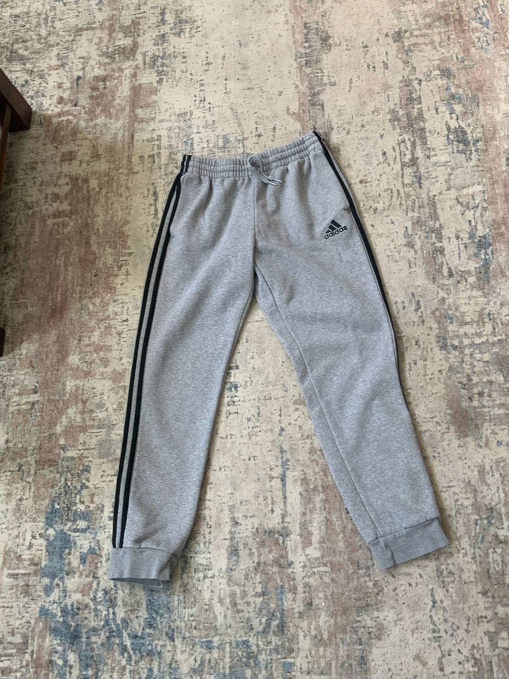 adidas Grey Sweat Joggers with Black Side Stripes